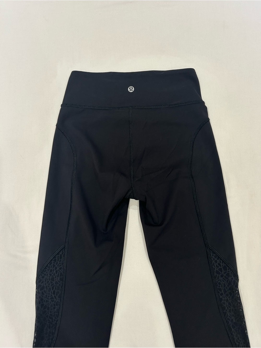 Lululemon Align High-Waist Black Crop Leggings with Lace Hem Detail, Size 2